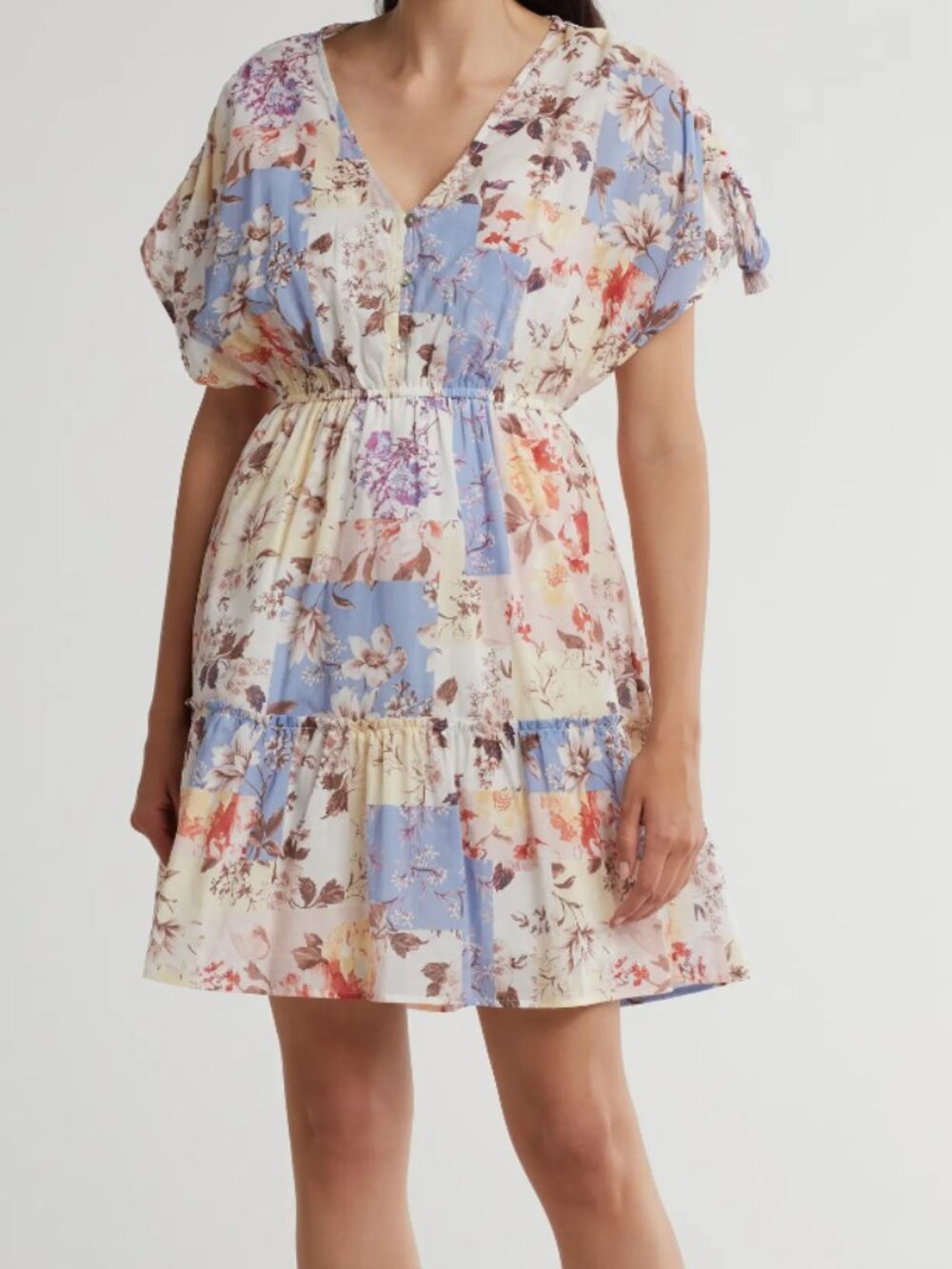 Lovestitch Women's Mixed Floral Cotton Babydoll Dress Cottagecore Boho Chic L